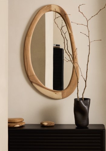 KAVE HOME Selem veggspeil, organisk - speilglass og naturlig mungurtre (60x107)