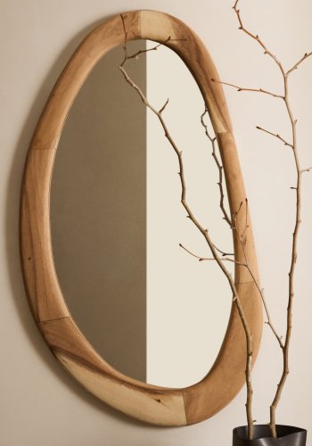 KAVE HOME Selem veggspeil, organisk - speilglass og naturlig mungurtre (60x107)