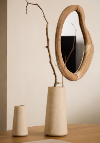 KAVE HOME Selem veggspeil, organisk - speilglass og naturlig mungurtre (68x44)