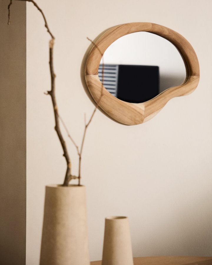 KAVE HOME Selem veggspeil, organisk - speilglass og naturlig mungurtre (68x44)