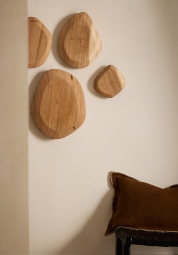 KAVE HOME Selem veggdekorasjon, kologisk - naturlig mungurtre (sett med 4)