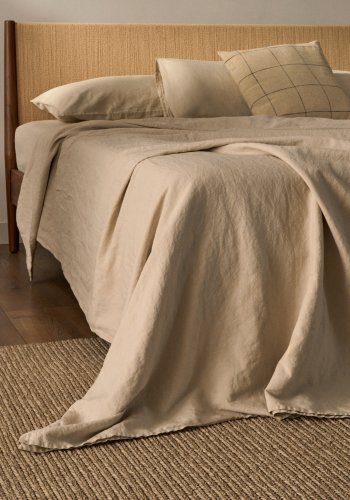 KAVE HOME Simmel grtt dynetrekk- og putetrekksett i bomull og lin, seng 180 cm