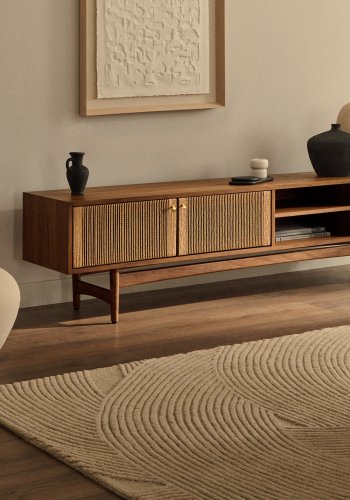 KAVE HOME Domm teppe, rektangulr beige ull (160x230)