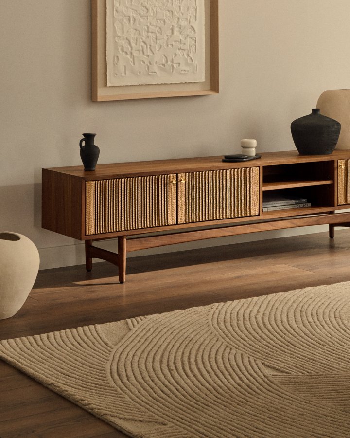 KAVE HOME Domm teppe, rektangulr beige ull (160x230)