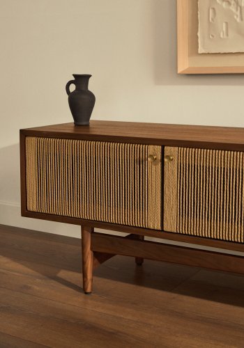 KAVE HOME Elan TV-bord, m. 3 drer og 1 hylle - naturlig tau, finer og valntttre (200x50) 