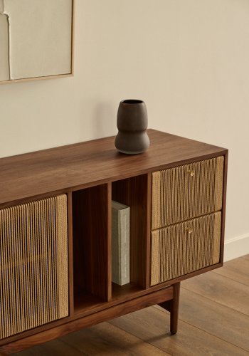 KAVE HOME Elan skjenk, m. 2 drer og 2 skuffer - naturfiner, tau og valntt