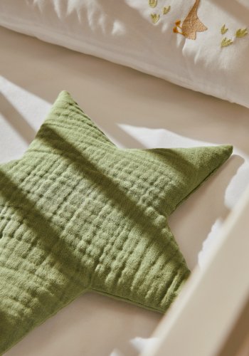 KAVE HOME Laily stjerneformet, grnn pute laget av 100 % kologisk bomull, 30 x 30 cm