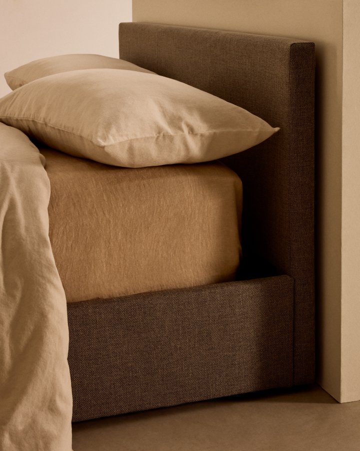 KAVE HOME Nahiri sengeramme, med sengegavl og oppbevaring - gr (for en 160x200 cm madrass)