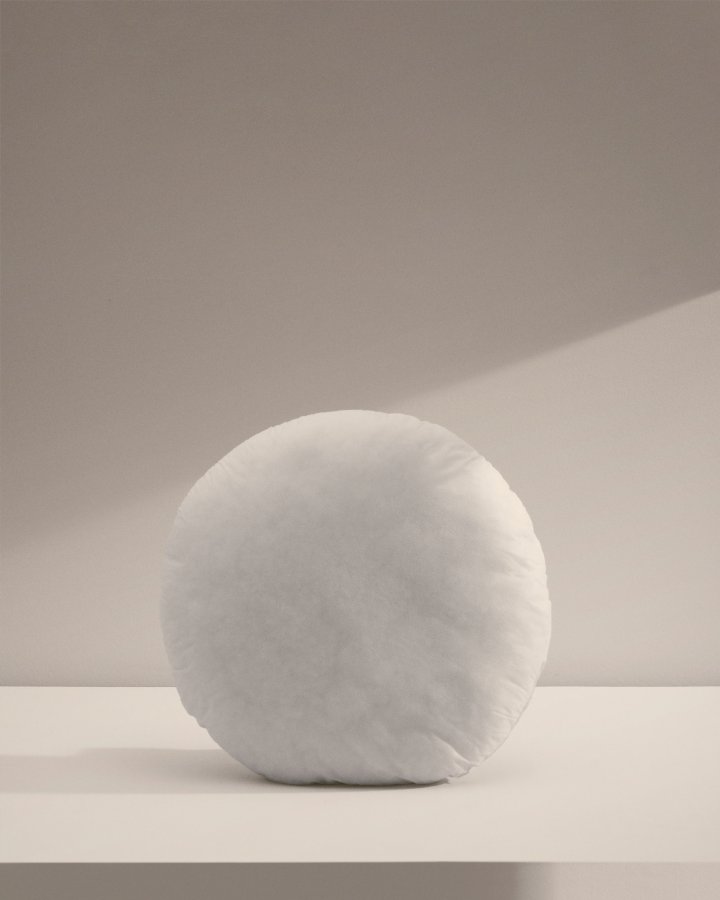 KAVE HOME Fluff fyldpude, rund - hvid stof i genbrugsfibre og polyesterfiber (45)