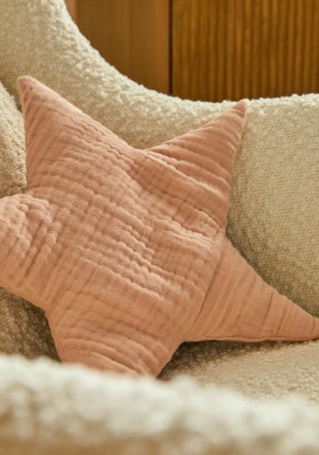 KAVE HOME Laily stjerneformet, rosa pute laget av 100 % kologisk bomull, 30 x 30 cm