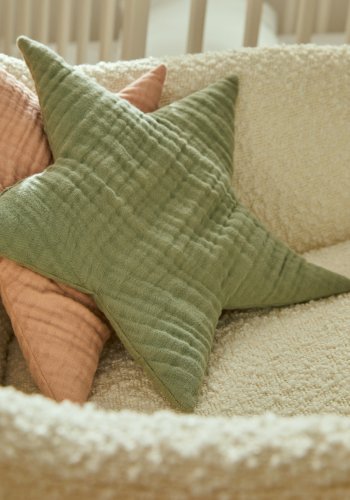 KAVE HOME Laily stjerneformet, grnn pute laget av 100 % kologisk bomull, 30 x 30 cm