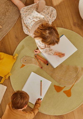 KAVE HOME Milu grnn, 100 % bomullsteppe med gsedun, 100 cm