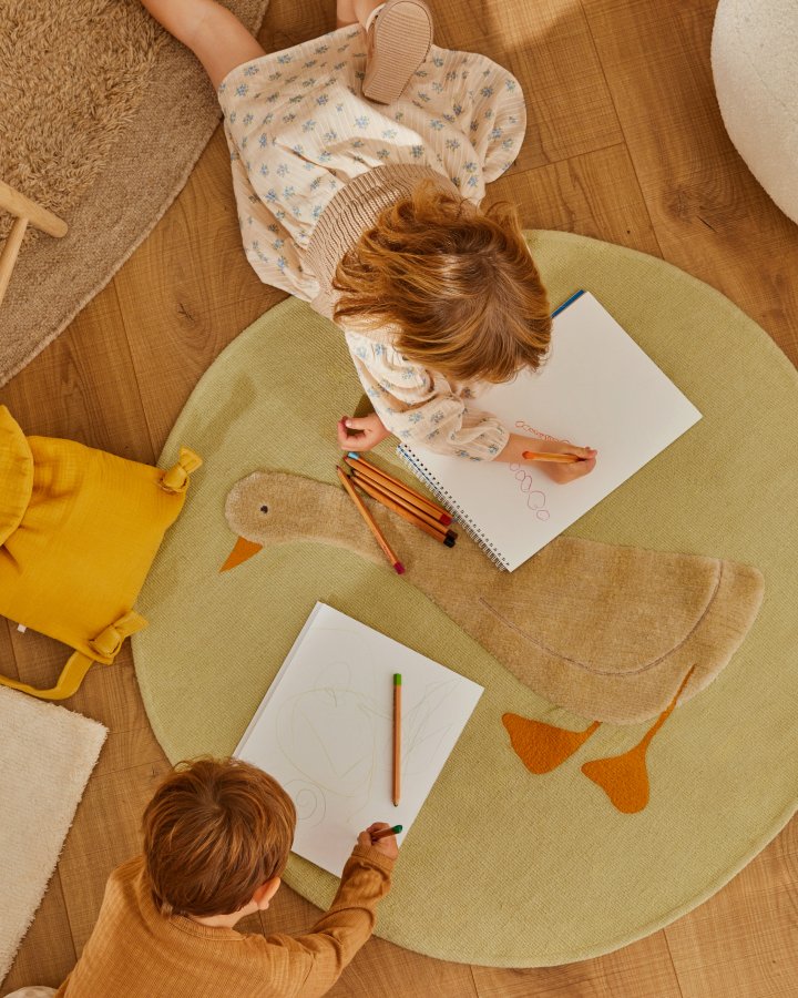 KAVE HOME Milu grnn, 100 % bomullsteppe med gsedun, 100 cm