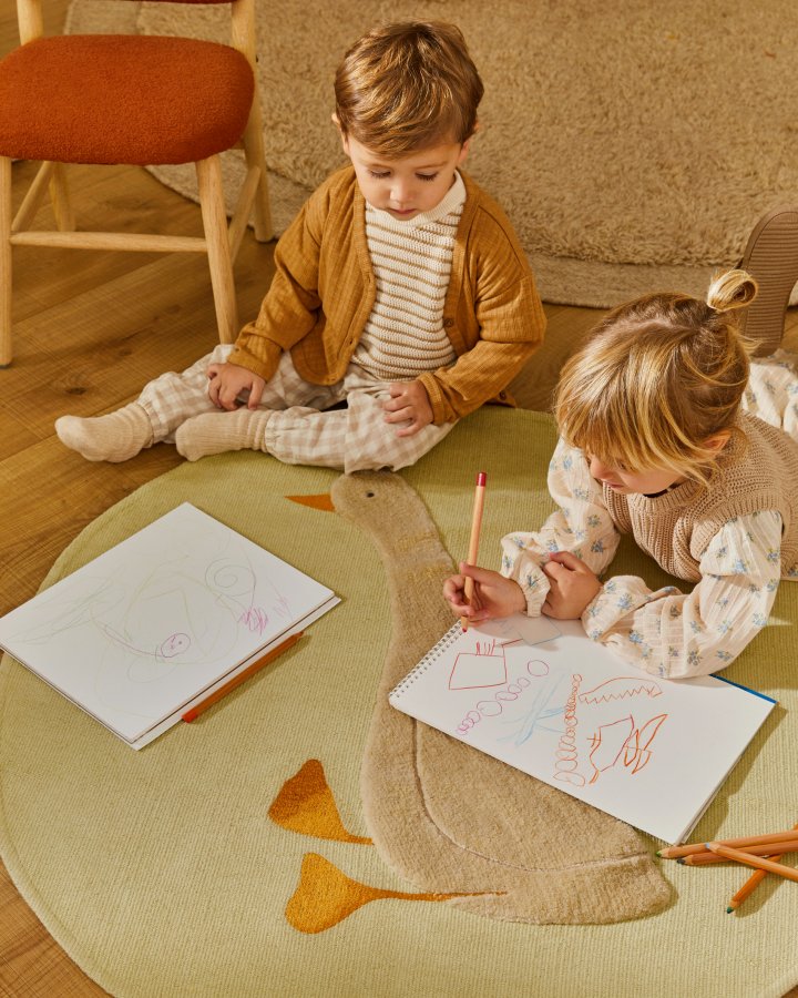 KAVE HOME Milu grnn, 100 % bomullsteppe med gsedun, 100 cm