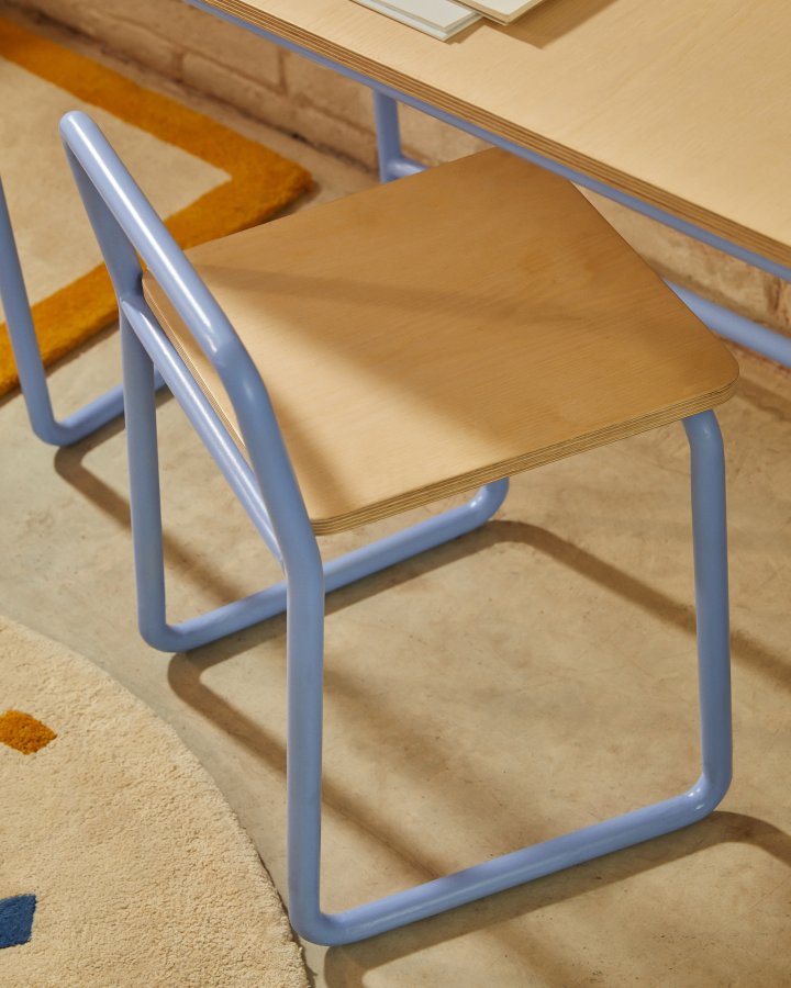 KAVE HOME Blikkstol i ask finér med bl metallstruktur