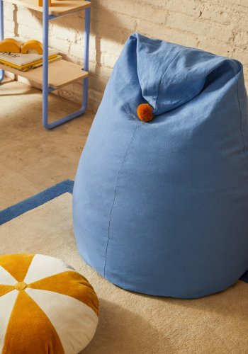 KAVE HOME Olvi bl, bomullspuff med sennepsfarget dusk, 60 cm