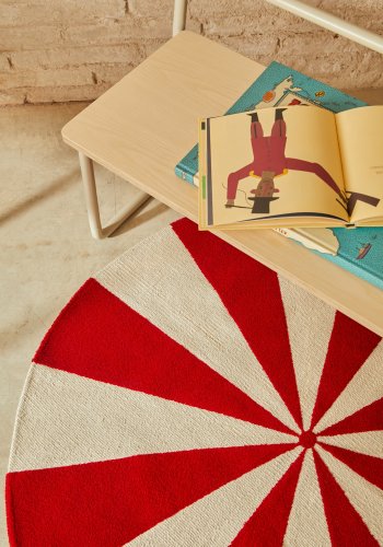 KAVE HOME Wirla beige og rd, 100 % bomullsteppe, 100 cm