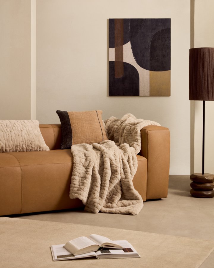 KAVE HOME Tonol, brunt abstrakt lerret, 100 x 80 cm