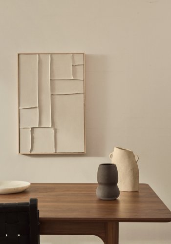 KAVE HOME Klis hvitt linbilde med geometriske former, 60 x 90 cm