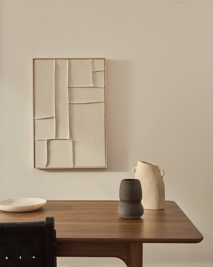 KAVE HOME Klis hvitt linbilde med geometriske former, 60 x 90 cm