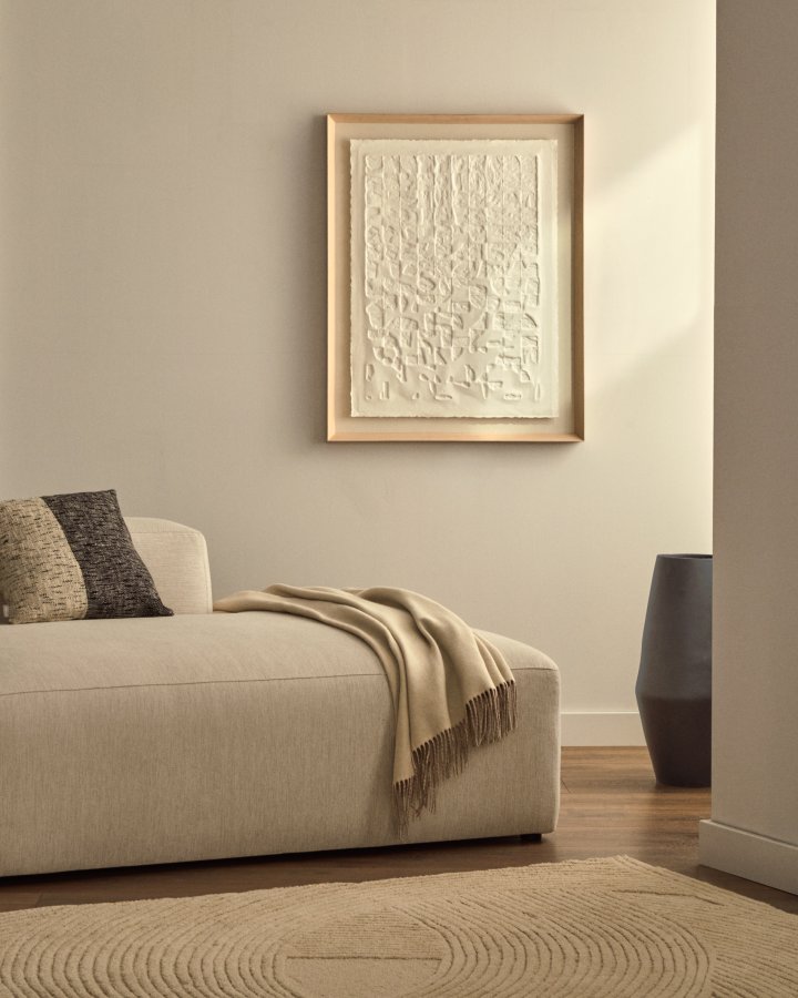 KAVE HOME Annia hvitt, pappmach-bilde, 90 x 70 cm