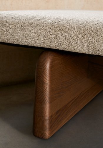 KAVE HOME Topaz divan, m. pute - beige chenille og valntt finish asketre (200x80)