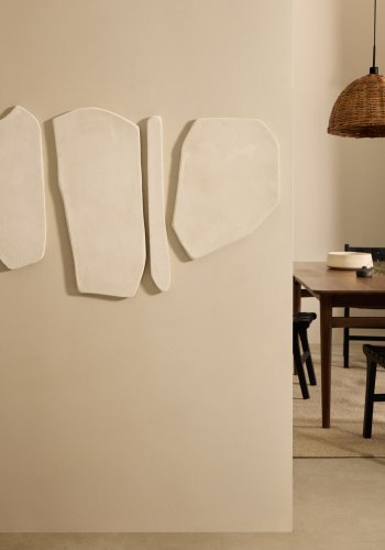 KAVE HOME Siluna veggdekorasjon, kologisk - hvit pappmaché (sett med 4)