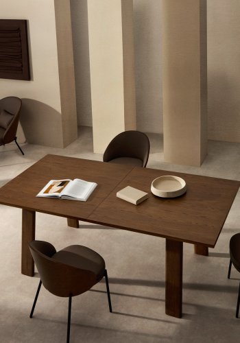 KAVE HOME Arlen spisebord, med uttrekk - finér i valnttfiner og eik (200(250)x95)