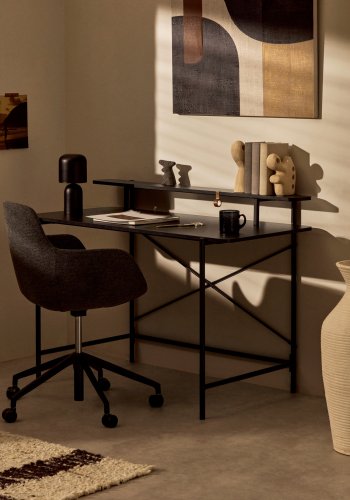 KAVE HOME Galatia konsollbord, m. 1 hylle - svart melamin og svart metall (120x64,5)