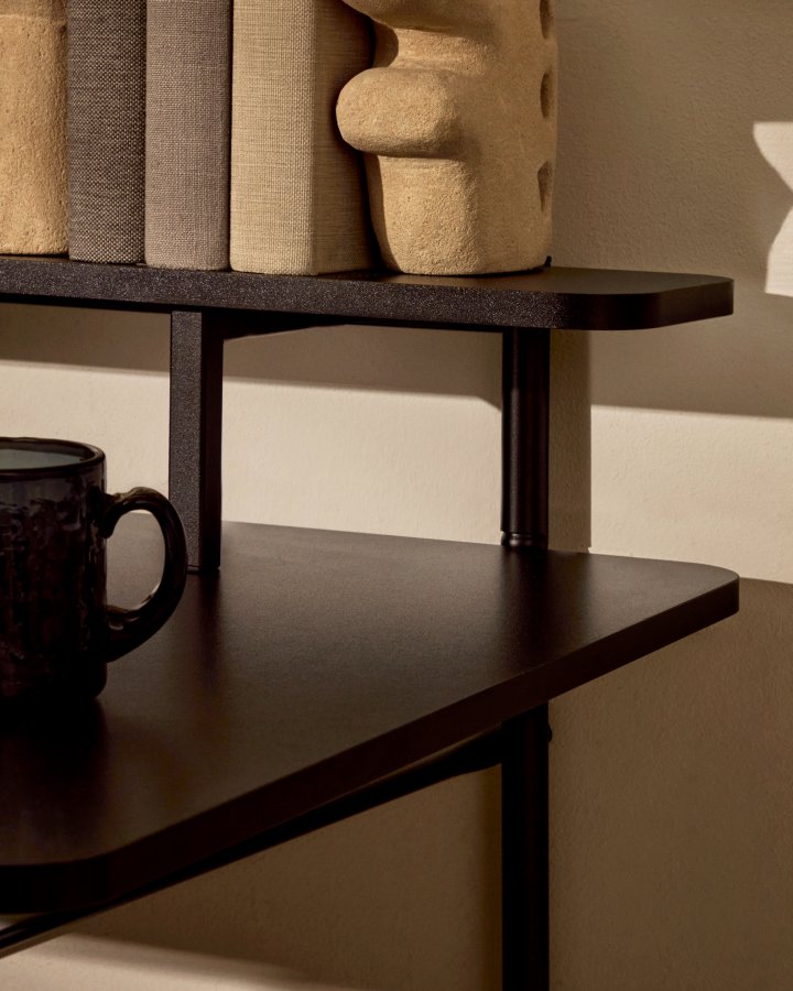 KAVE HOME Galatia konsollbord, m. 1 hylle - svart melamin og svart metall (120x64,5)