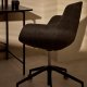 KAVE HOME Tissiana skrivebordsstol, m armlener, hjul, justerbar h�yde - m�rkegr� stoff og aluminium