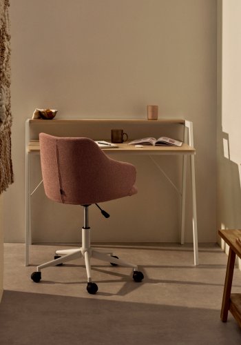 KAVE HOME Einara kontorstol, med armlener - rosa stoff og polypropylen