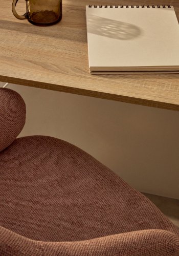 KAVE HOME Einara kontorstol, med armlener - rosa stoff og polypropylen