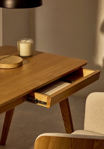 KAVE HOME Jakes skrivebord - naturlig ask finer/asketre, m. 2 skuffer