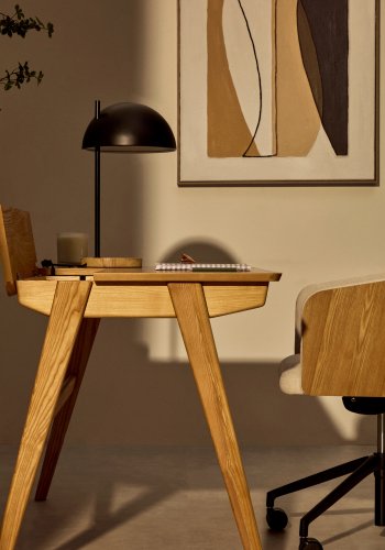 KAVE HOME Jakes skrivebord - naturlig ask finer/asketre, m. 2 skuffer