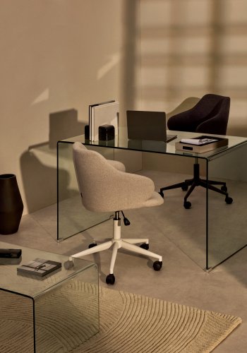 KAVE HOME Burano skrivebord, rektangulrt - klar glas (125x70)