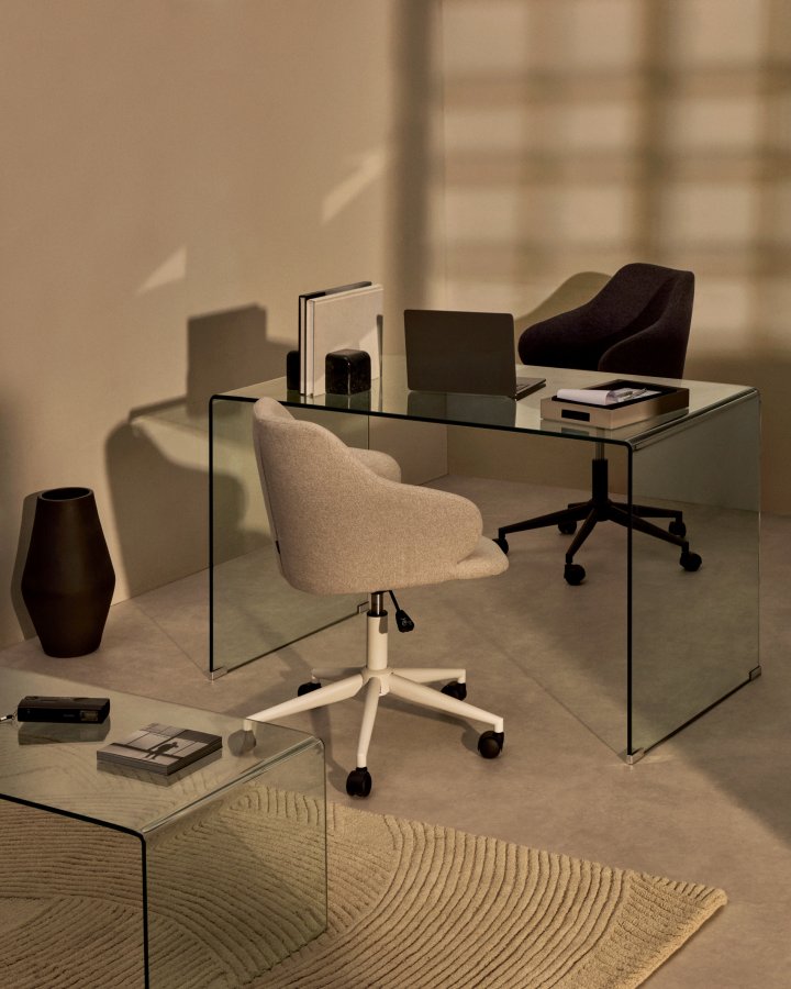 KAVE HOME Burano skrivebord, rektangulrt - klar glas (125x70)