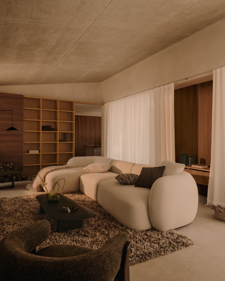 KAVE HOME Modulr 4-seters sofa Martina i ecru chenille med venstre sjeselong 377 cm