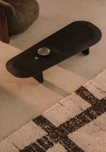 KAVE HOME Pirita salongbord i massiv eik i sort finish, 146 x 56,5 cm FSC 100%.