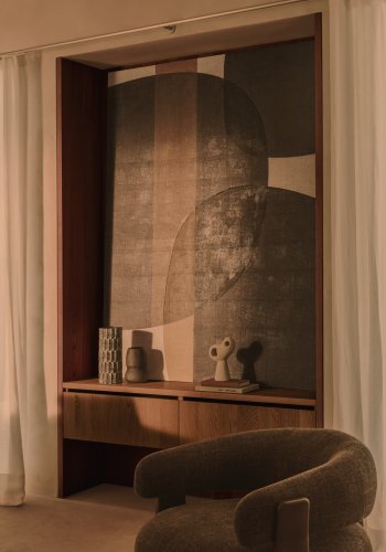 KAVE HOME Tonol, brunt abstrakt lerret, 180 x 140 cm