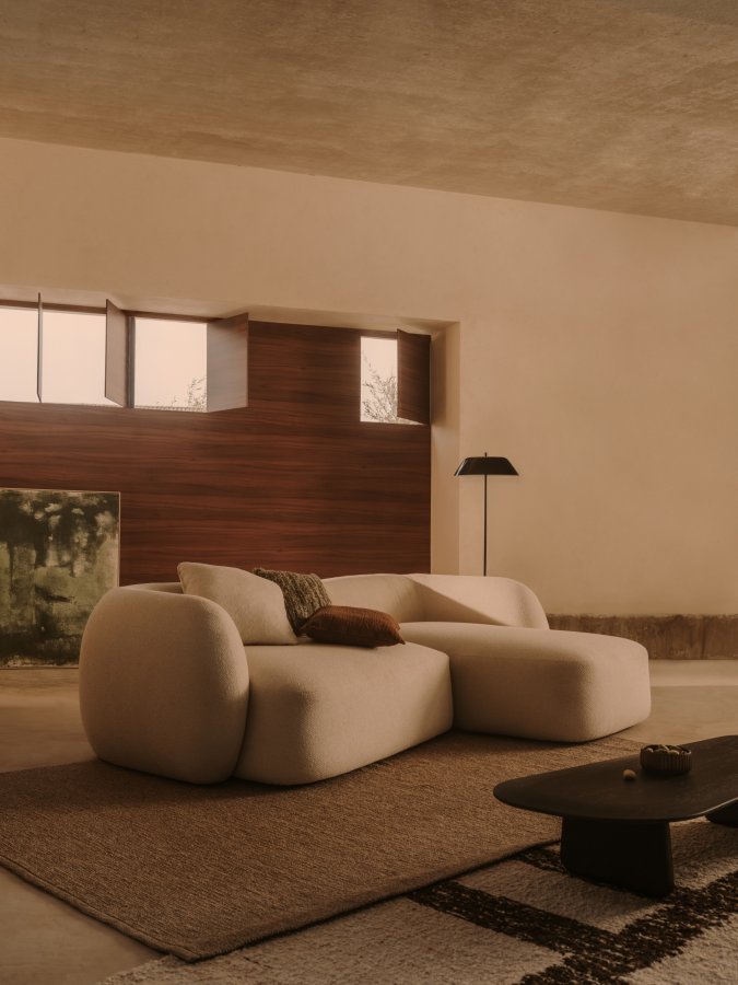 KAVE HOME Modular Martina 3. pers. sofa, m. hyre sjeselong - krem ​​chenille (B: 287cm)