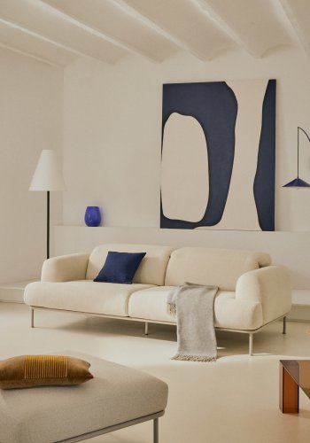 KAVE HOME Aurum fotsttte, firkantet - kremstoff (85x85)