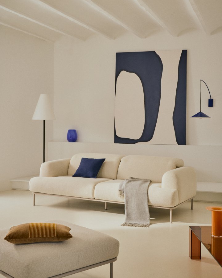 KAVE HOME Aurum fotsttte, firkantet - kremstoff (85x85)