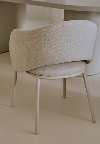 KAVE HOME Maina spisebordsstol, m. arml�n - beige chenille og beige st�l