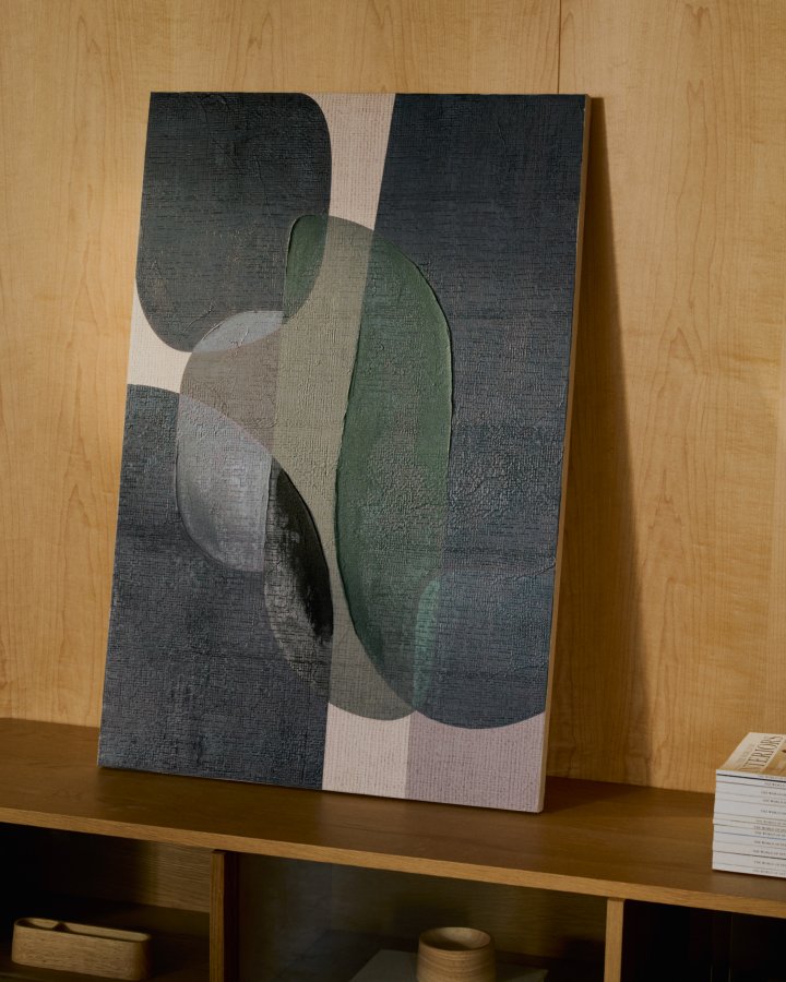 KAVE HOME Nemsa bltt og grnt abstrakt lerret, 90 x 60 cm