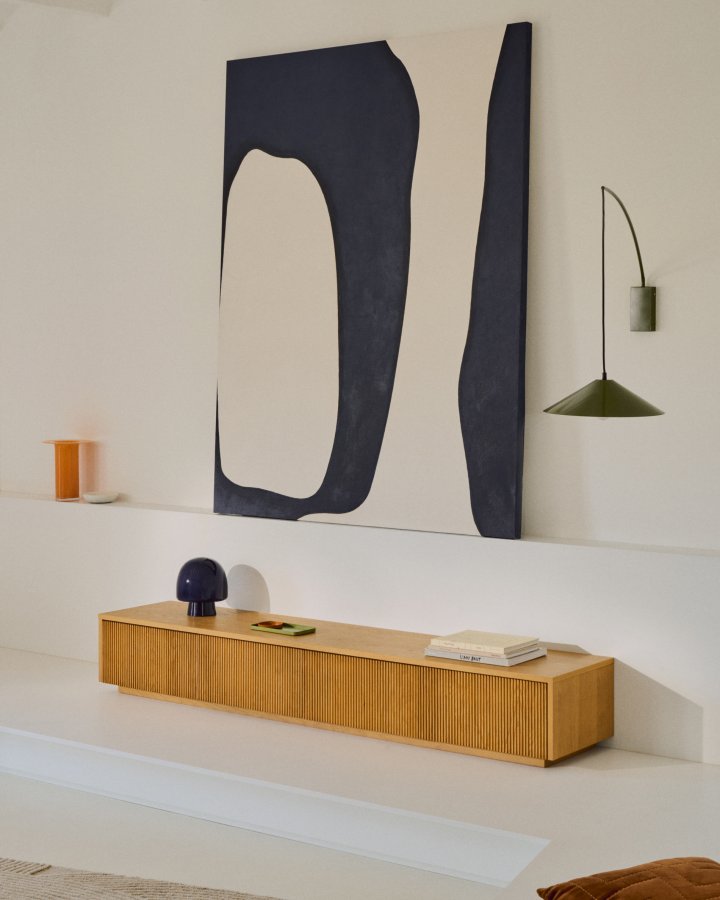 KAVE HOME Reig bordlampe, rund - bltt glass (20)