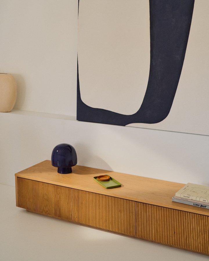 KAVE HOME Reig bordlampe, rund - bltt glass (20)