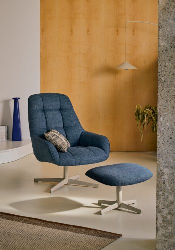 KAVE HOME Jaspe svingstol, m. armlen - bltt stoff og grtt metall