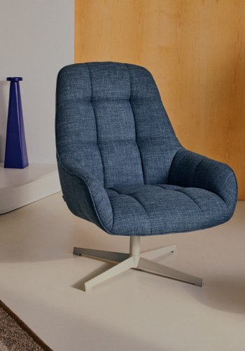 KAVE HOME Jaspe svingstol, m. armlen - bltt stoff og grtt metall