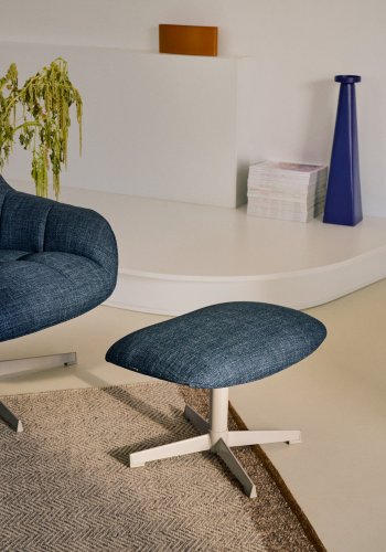 KAVE HOME Jaspe fotsttte, rektangulr - bltt stoff og grtt metall (58x42,5)